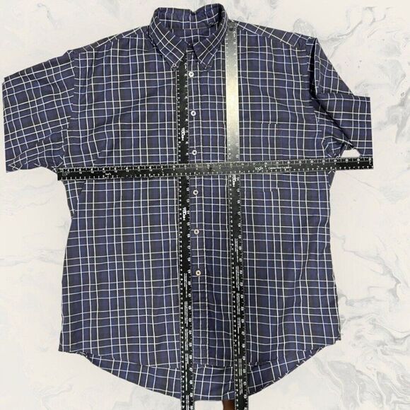 Burberry London Mens Button Up Shirt Size Large Long Sleeve Plaid Blue Office - Picture 2 of 7